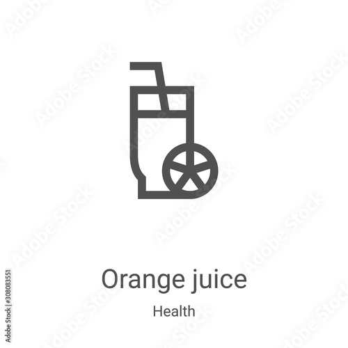 orange juice icon vector from health collection. Thin line orange juice outline icon vector illustration. Linear symbol for use on web and mobile apps, logo, print media