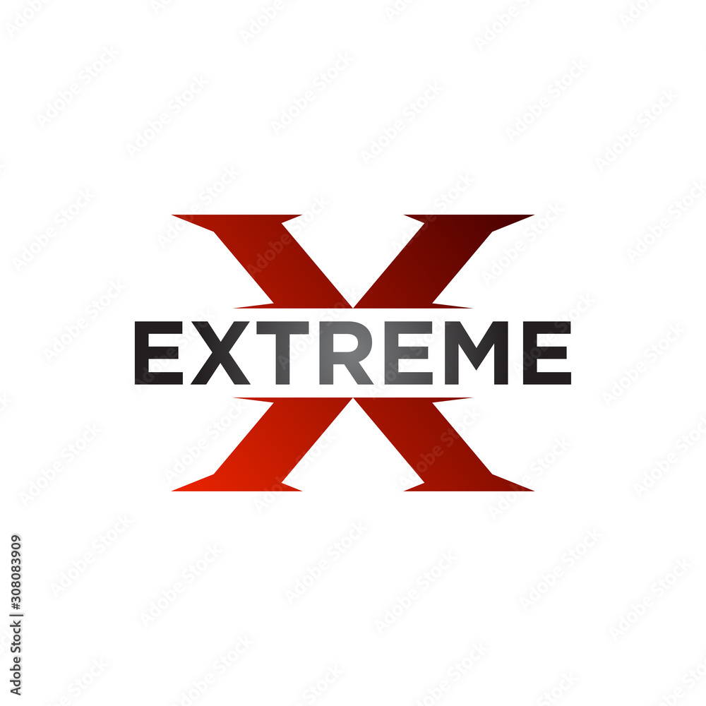 extreme vector logo design. consisting of a extreme logotype on letter X. extreme vector logo design. consisting of a extreme logotype on letter X.