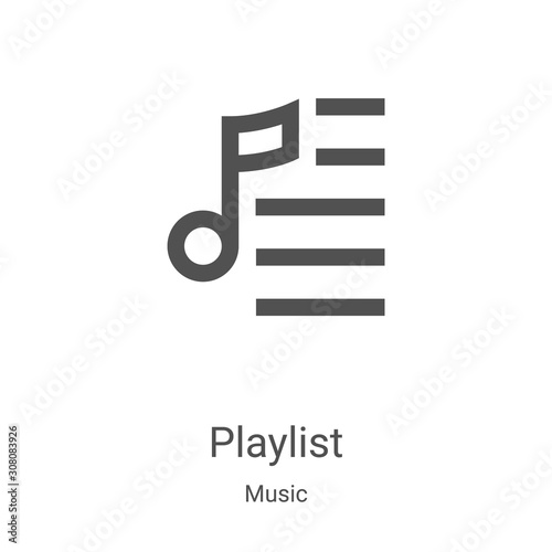 playlist icon vector from music collection. Thin line playlist outline icon vector illustration. Linear symbol for use on web and mobile apps, logo, print media