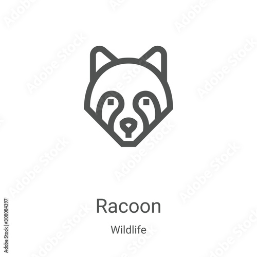 racoon icon vector from wildlife collection. Thin line racoon outline icon vector illustration. Linear symbol for use on web and mobile apps, logo, print media