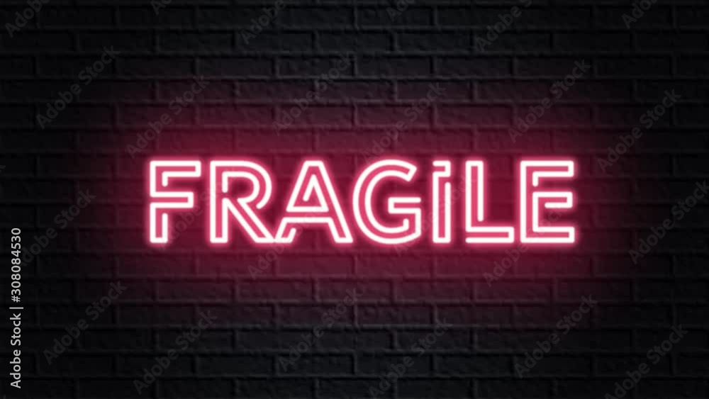 red neon video animation fragile red neon video animation fragile
