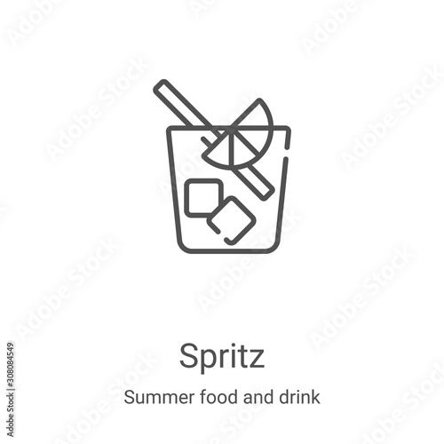 spritz icon vector from summer food and drink collection. Thin line spritz outline icon vector illustration. Linear symbol for use on web and mobile apps, logo, print media