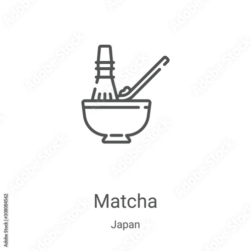 matcha icon vector from japan collection. Thin line matcha outline icon vector illustration. Linear symbol for use on web and mobile apps, logo, print media