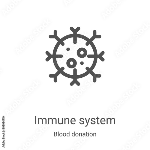 immune system icon vector from blood donation collection. Thin line immune system outline icon vector illustration. Linear symbol for use on web and mobile apps, logo, print media