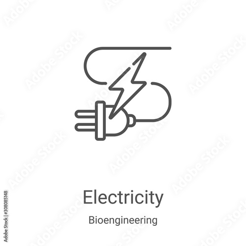 electricity icon vector from bioengineering collection. Thin line electricity outline icon vector illustration. Linear symbol for use on web and mobile apps, logo, print media