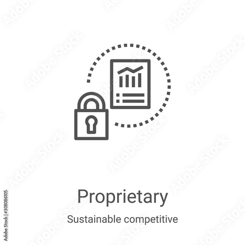 proprietary icon vector from sustainable competitive advantage collection. Thin line proprietary outline icon vector illustration. Linear symbol for use on web and mobile apps, logo, print media