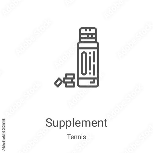 supplement icon vector from tennis collection. Thin line supplement outline icon vector illustration. Linear symbol for use on web and mobile apps, logo, print media