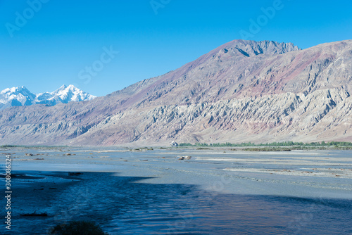 Ladakh  India - Jul 23 2019 - Beautiful scenic view from Nubra Valley in Ladakh  Jammu and Kashmir  India.
