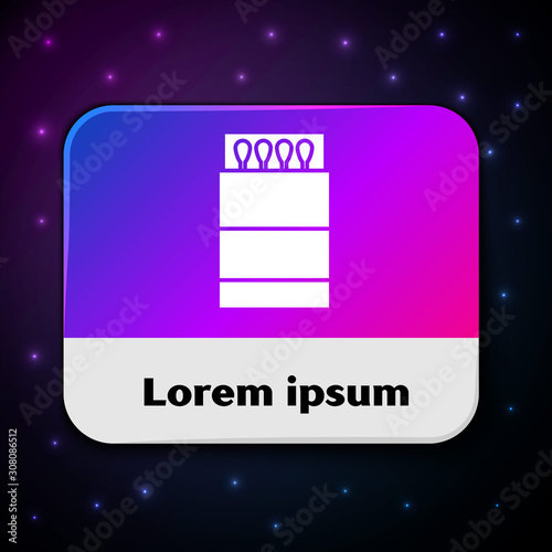 White Open matchbox and matches icon isolated on black background. Rectangle color button. Vector Illustration