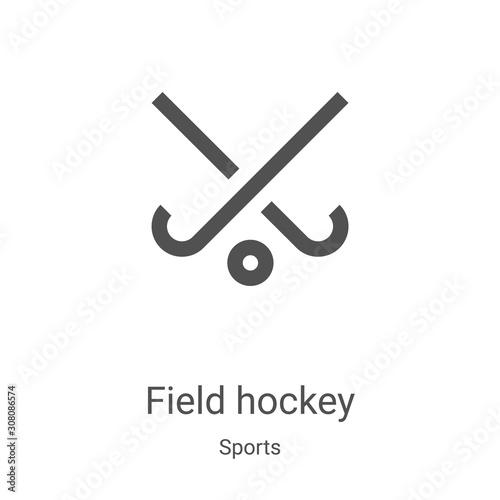 field hockey icon vector from sports collection. Thin line field hockey outline icon vector illustration. Linear symbol for use on web and mobile apps, logo, print media