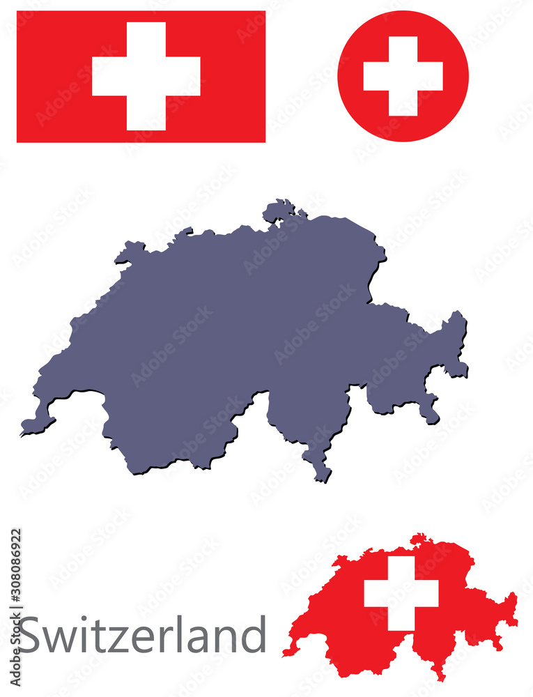 country Switzerland silhouette and flag vector