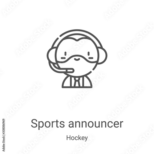 sports announcer icon vector from hockey collection. Thin line sports announcer outline icon vector illustration. Linear symbol for use on web and mobile apps, logo, print media