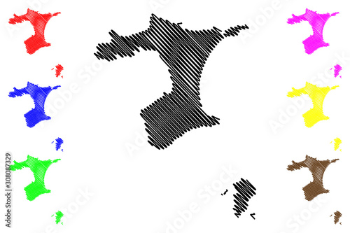 Chatham Islands Region (Regions of New Zealand) map vector illustration, scribble sketch Chatham and Pitt Island map....