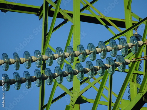 high voltage tower closeup