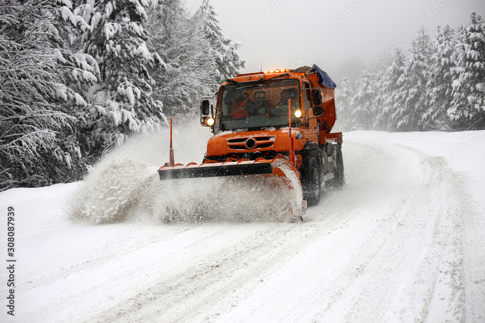 Snowplow. Forest roads full of snow and ice. Snowplow. Forest roads full of snow and ice.