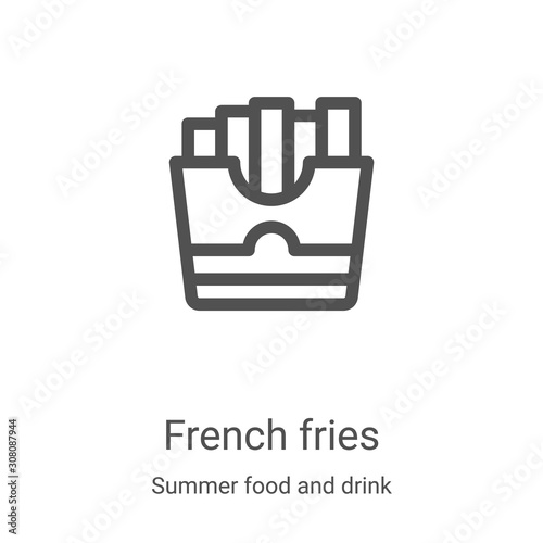 french fries icon vector from summer food and drink collection. Thin line french fries outline icon vector illustration. Linear symbol for use on web and mobile apps, logo, print media