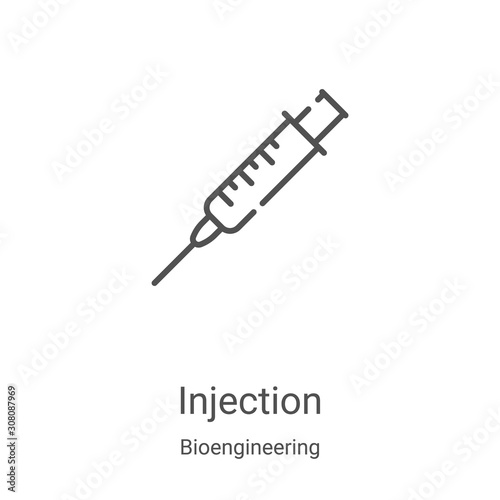 injection icon vector from bioengineering collection. Thin line injection outline icon vector illustration. Linear symbol for use on web and mobile apps, logo, print media