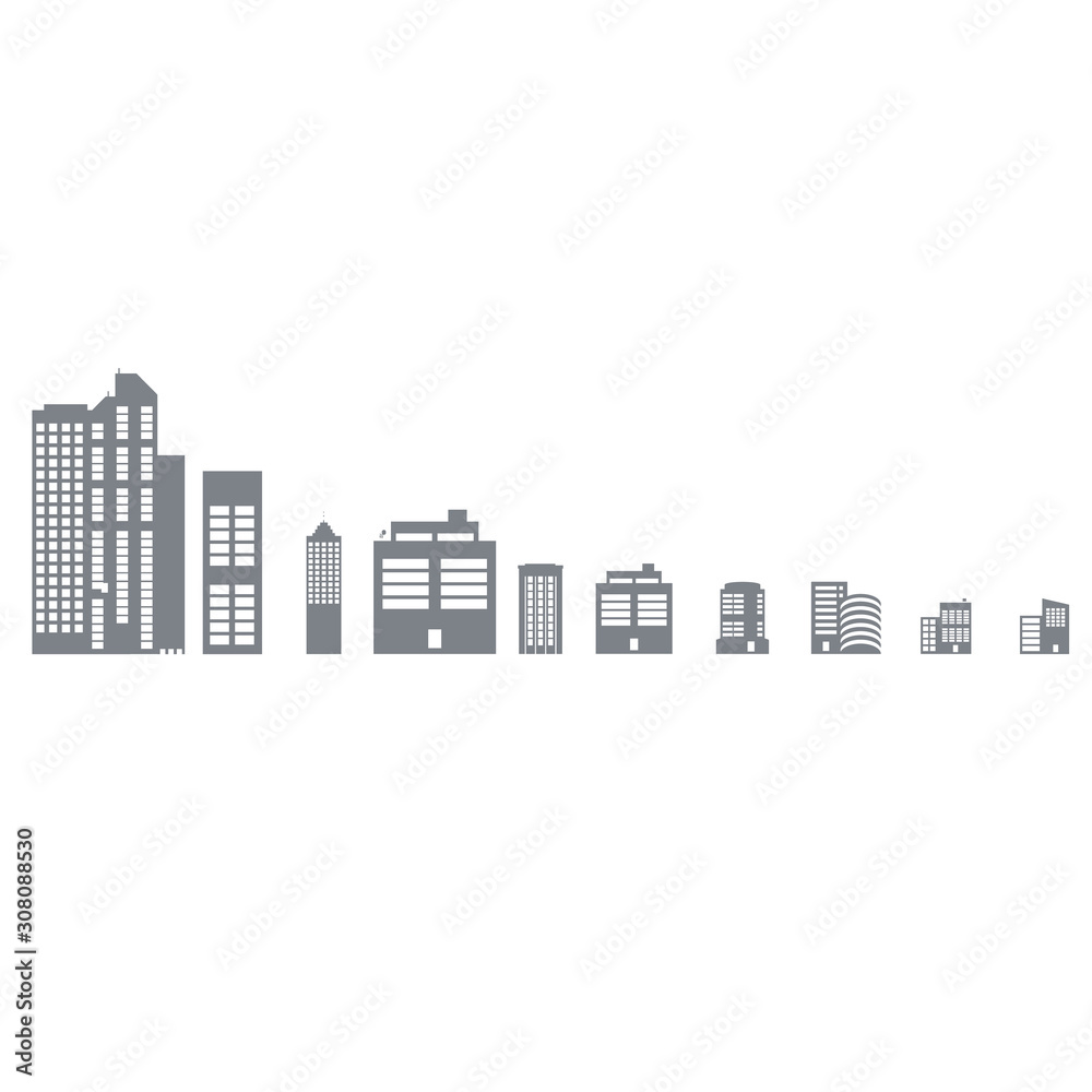 Buildings vector web sticker icons set on white background