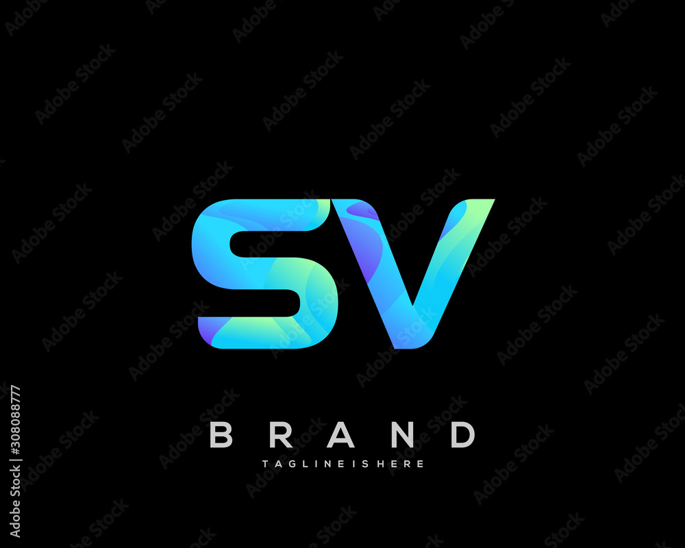 Gold Silver Letter Sv Vector & Photo (Free Trial) | Bigstock