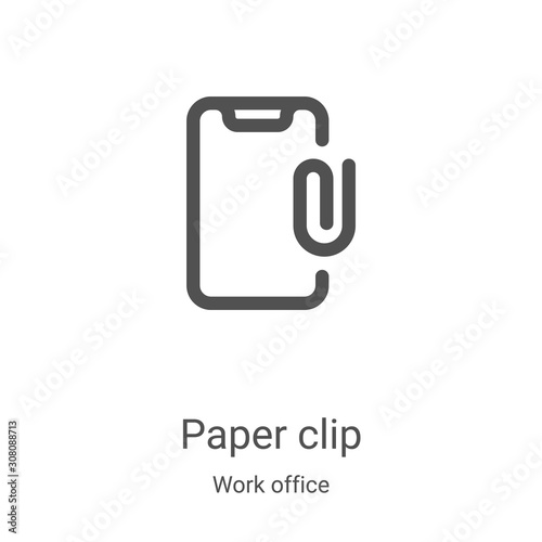 paper clip icon vector from work office collection. Thin line paper clip outline icon vector illustration. Linear symbol for use on web and mobile apps, logo, print media