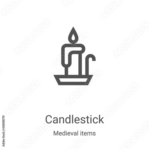candlestick icon vector from medieval items collection. Thin line candlestick outline icon vector illustration. Linear symbol for use on web and mobile apps, logo, print media