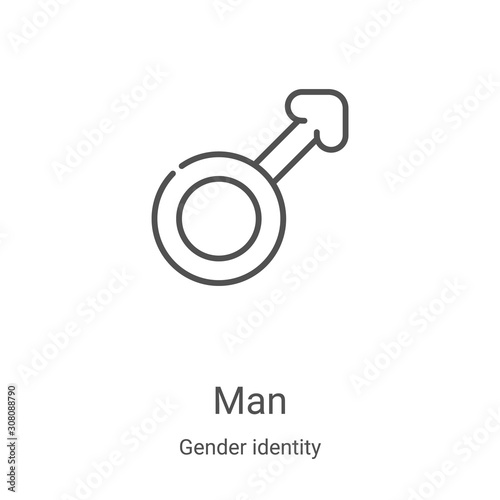 man icon vector from gender identity collection. Thin line man outline icon vector illustration. Linear symbol for use on web and mobile apps, logo, print media