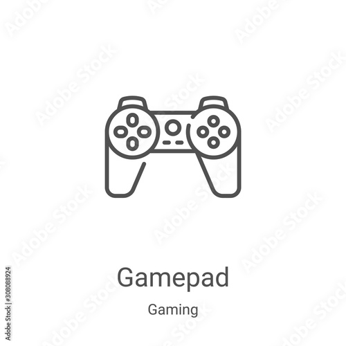 gamepad icon vector from gaming collection. Thin line gamepad outline icon vector illustration. Linear symbol for use on web and mobile apps, logo, print media
