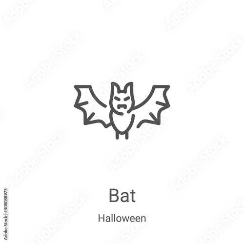 bat icon vector from halloween collection. Thin line bat outline icon vector illustration. Linear symbol for use on web and mobile apps, logo, print media