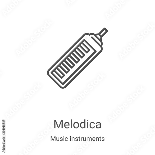 melodica icon vector from music instruments collection. Thin line melodica outline icon vector illustration. Linear symbol for use on web and mobile apps, logo, print media