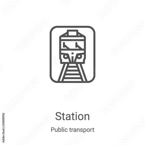 station icon vector from public transport collection. Thin line station outline icon vector illustration. Linear symbol for use on web and mobile apps, logo, print media