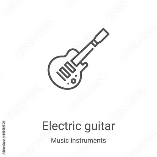 electric guitar icon vector from music instruments collection. Thin line electric guitar outline icon vector illustration. Linear symbol for use on web and mobile apps, logo, print media
