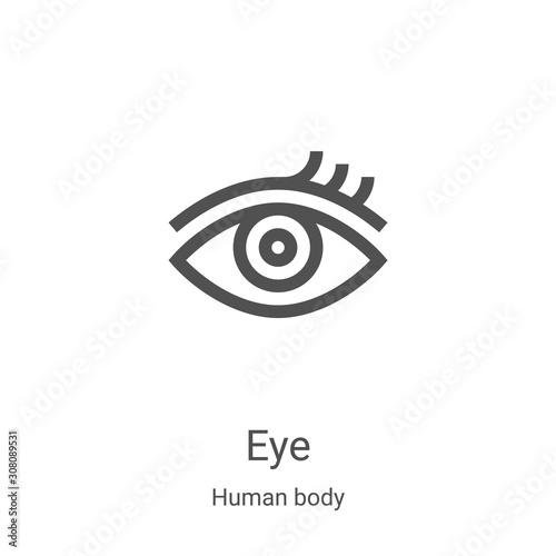 eye icon vector from human body collection. Thin line eye outline icon vector illustration. Linear symbol for use on web and mobile apps, logo, print media