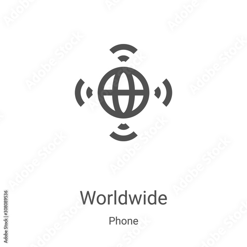 worldwide icon vector from phone collection. Thin line worldwide outline icon vector illustration. Linear symbol for use on web and mobile apps, logo, print media