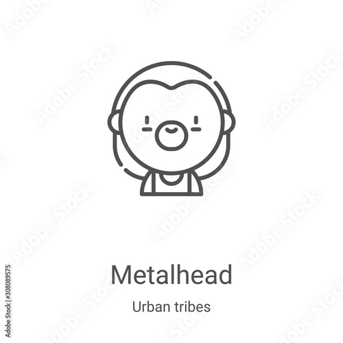 metalhead icon vector from urban tribes collection. Thin line metalhead outline icon vector illustration. Linear symbol for use on web and mobile apps, logo, print media