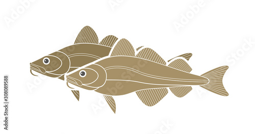Atlantic cod logo. Isolated cod on white background
