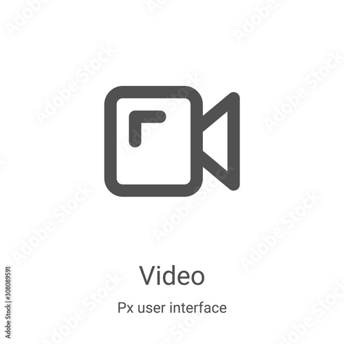 video icon vector from px user interface collection. Thin line video outline icon vector illustration. Linear symbol for use on web and mobile apps, logo, print media