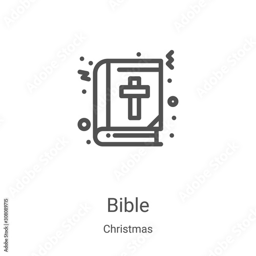 bible icon vector from christmas collection. Thin line bible outline icon vector illustration. Linear symbol for use on web and mobile apps, logo, print media