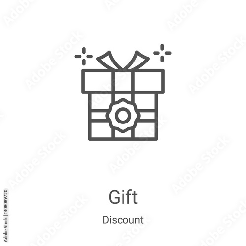 gift icon vector from discount collection. Thin line gift outline icon vector illustration. Linear symbol for use on web and mobile apps, logo, print media
