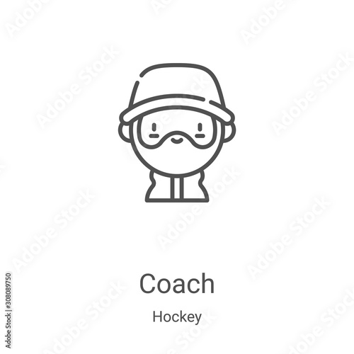 coach icon vector from hockey collection. Thin line coach outline icon vector illustration. Linear symbol for use on web and mobile apps, logo, print media