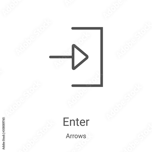 enter icon vector from arrows collection. Thin line enter outline icon vector illustration. Linear symbol for use on web and mobile apps, logo, print media