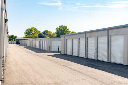 Fototapeta Rows of garages make up a ministorage unit place in Idaho