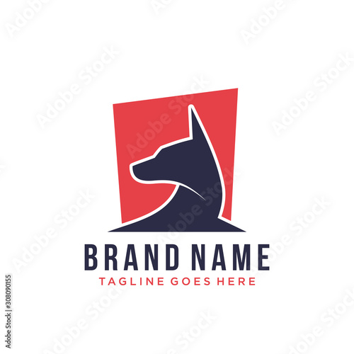 abstract dog logo design vector template illustration. german Shepherd head silhouette concept