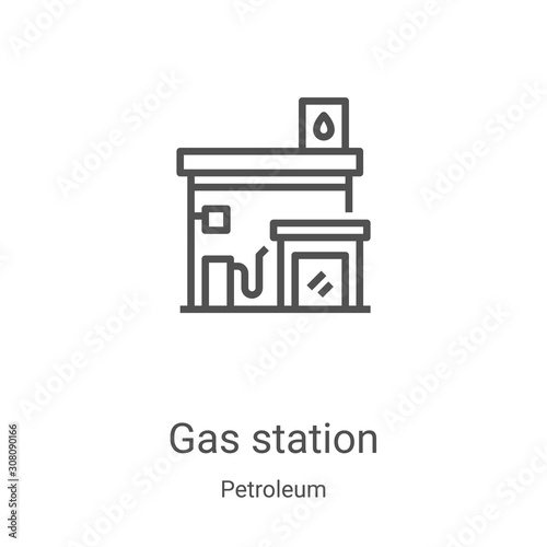 gas station icon vector from petroleum collection. Thin line gas station outline icon vector illustration. Linear symbol for use on web and mobile apps, logo, print media