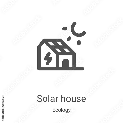 solar house icon vector from ecology collection. Thin line solar house outline icon vector illustration. Linear symbol for use on web and mobile apps, logo, print media