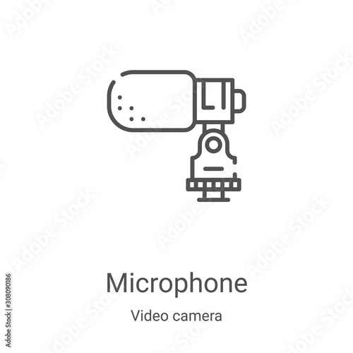 microphone icon vector from video camera collection. Thin line microphone outline icon vector illustration. Linear symbol for use on web and mobile apps, logo, print media