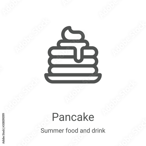 pancake icon vector from summer food and drink collection. Thin line pancake outline icon vector illustration. Linear symbol for use on web and mobile apps, logo, print media