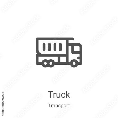 truck icon vector from transport collection. Thin line truck outline icon vector illustration. Linear symbol for use on web and mobile apps, logo, print media