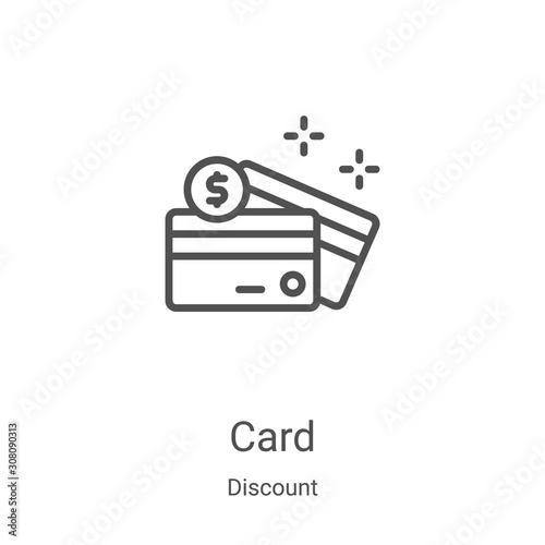 card icon vector from discount collection. Thin line card outline icon vector illustration. Linear symbol for use on web and mobile apps, logo, print media