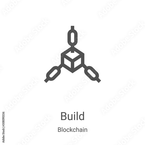 build icon vector from blockchain collection. Thin line build outline icon vector illustration. Linear symbol for use on web and mobile apps, logo, print media