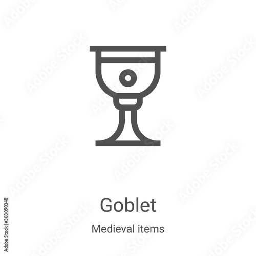 goblet icon vector from medieval items collection. Thin line goblet outline icon vector illustration. Linear symbol for use on web and mobile apps, logo, print media